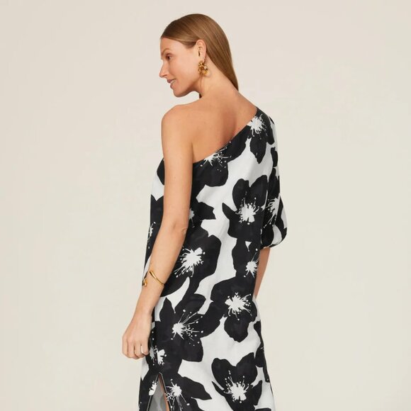 Something Navy Floral One Shoulder Dress - Picture 5 of 5